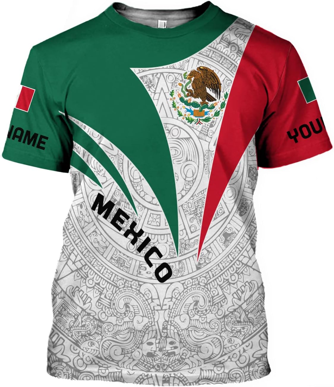 Mostprints Personalized Name Mexican Shirts for Men 3D, Customized Mexico Shirts for Men, Mexico Shirts for Women Mexico Shirt