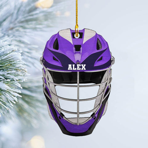 HomeDesign Personalized Lacrosse Ornament, Lacrosse Amor Shape Flat Ornament, Lacrosse Helmet Ornaments, Gifts for Lacrosse Lovers, Lacrosse Players, Lacrosse Christmas Ornament (LA 1)