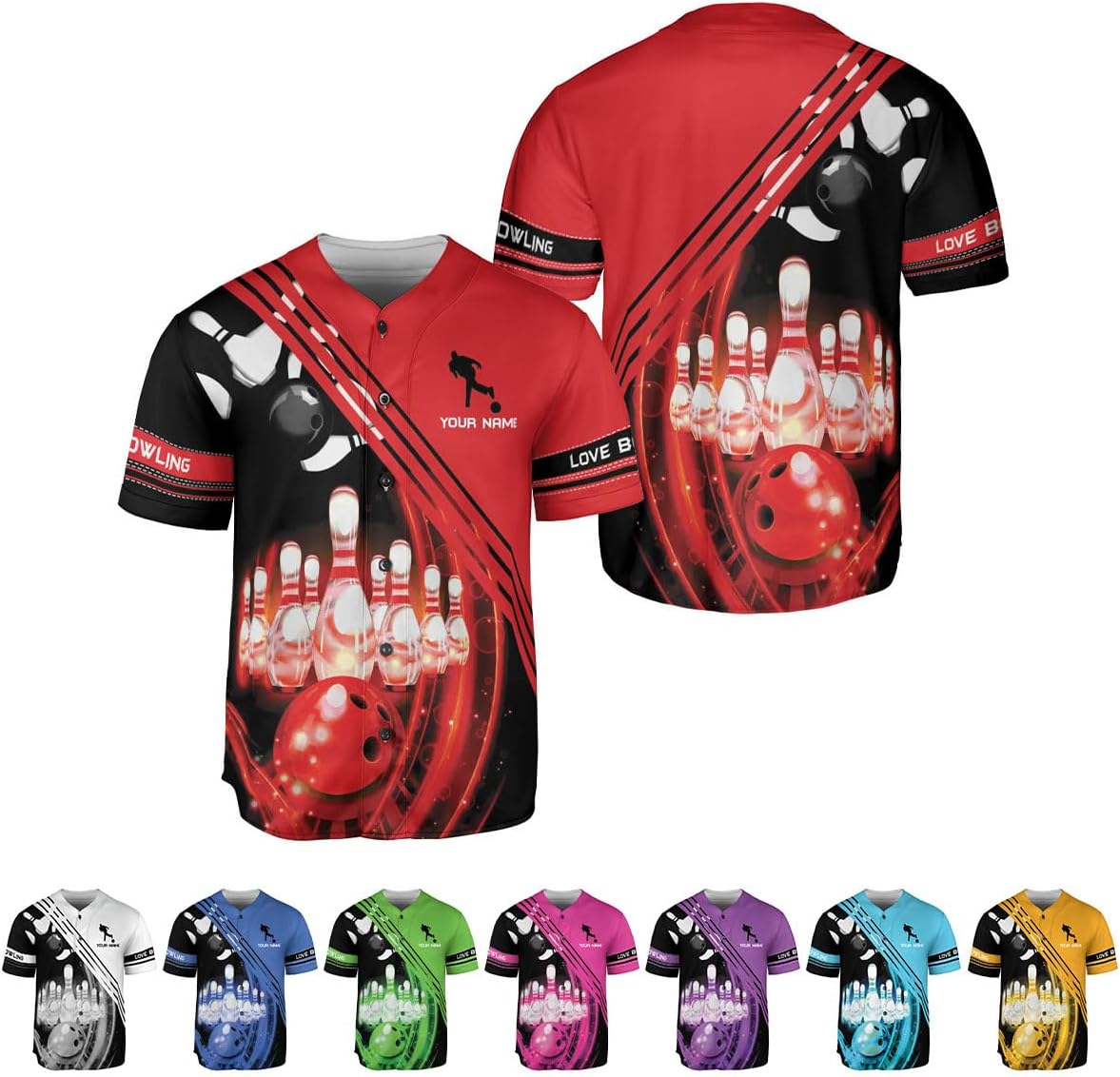 mostprints Personalized Bowling Baseball Jersey Custom Bowling Shirts Bowling Gift Bowling Jersey Bowling Shirt Men Womens