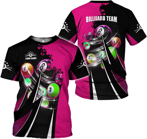 AOVL Personalized Billiard Shirts 3D Billiard Shirt Custom Billiard Flag Shirt Men's Pool Billiards Shirt 8 Ball Men Women