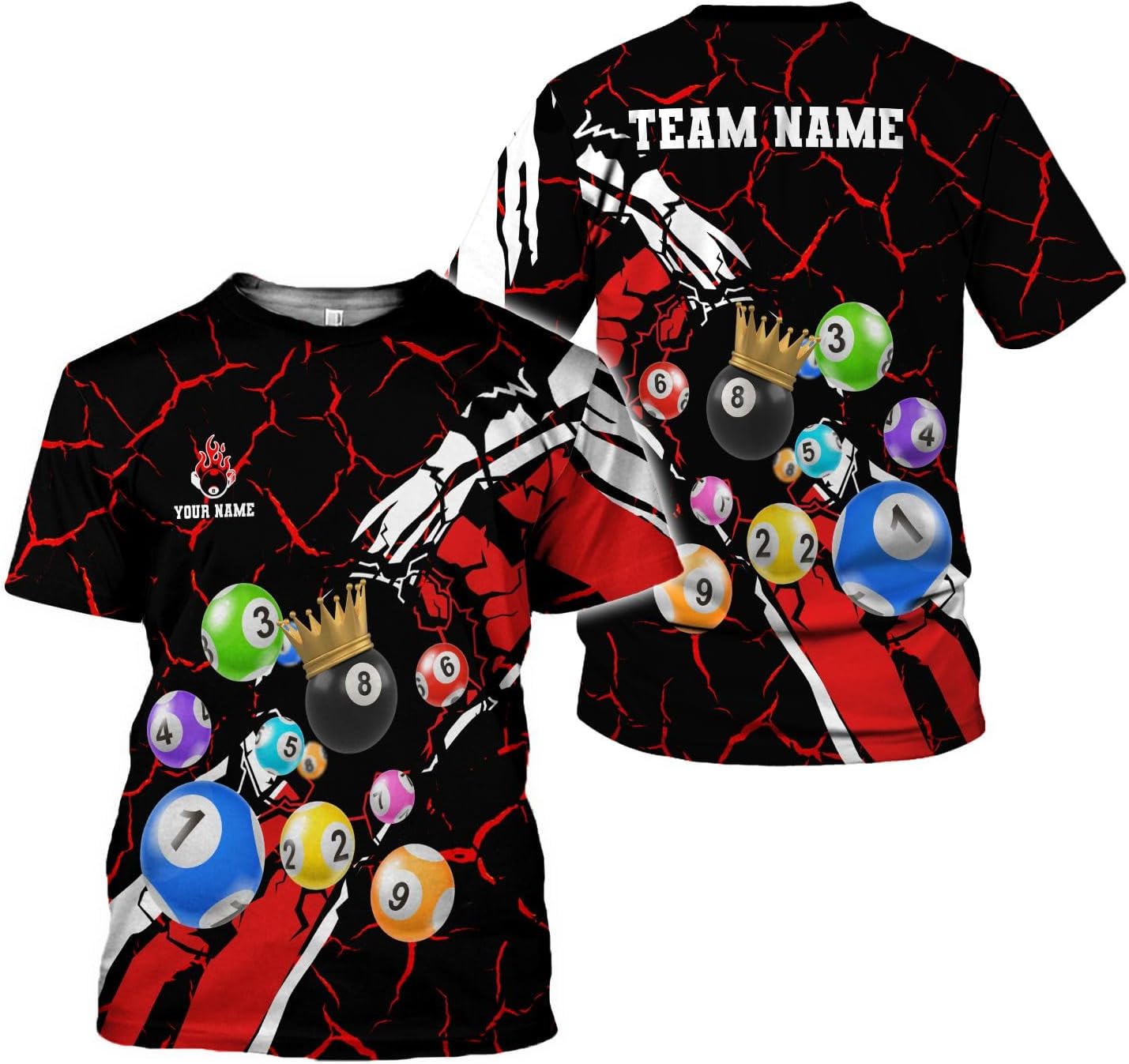Ligthuy Personalized Name Billiard Shirts 3D, Billiards Shirt 8 Ball Billiard Shirt Custom Men's Pool Men Women1