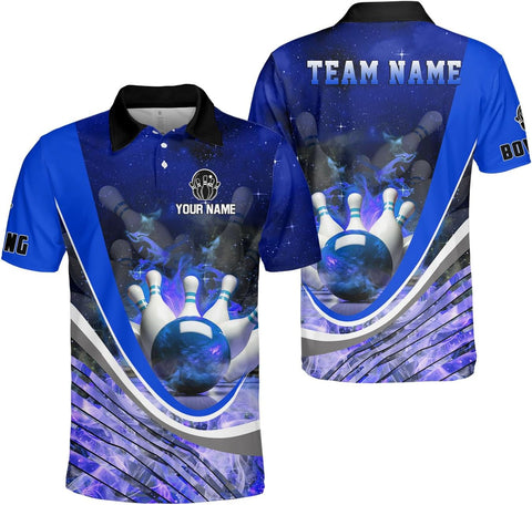 Ligthuy Personalized Name Bowling Polo Shirts 3D for Men and Women, Bowling Shirt, Bowling Shirts for Men Team Bowling Shirt