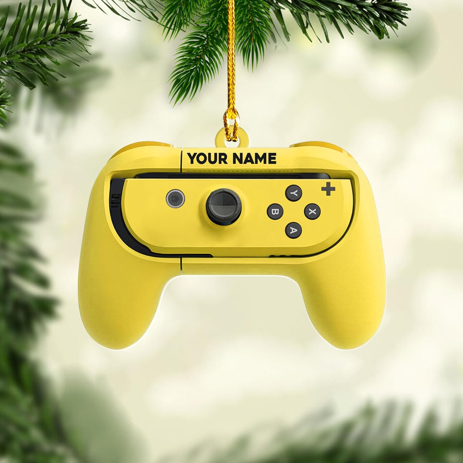 Artparel Personalized Gamer Ornament Custom Name Game Controller Ornament Shape Flat Computer Ornament for Gamer Gaming Ornament Gamer Christmas Ornament (GC10)