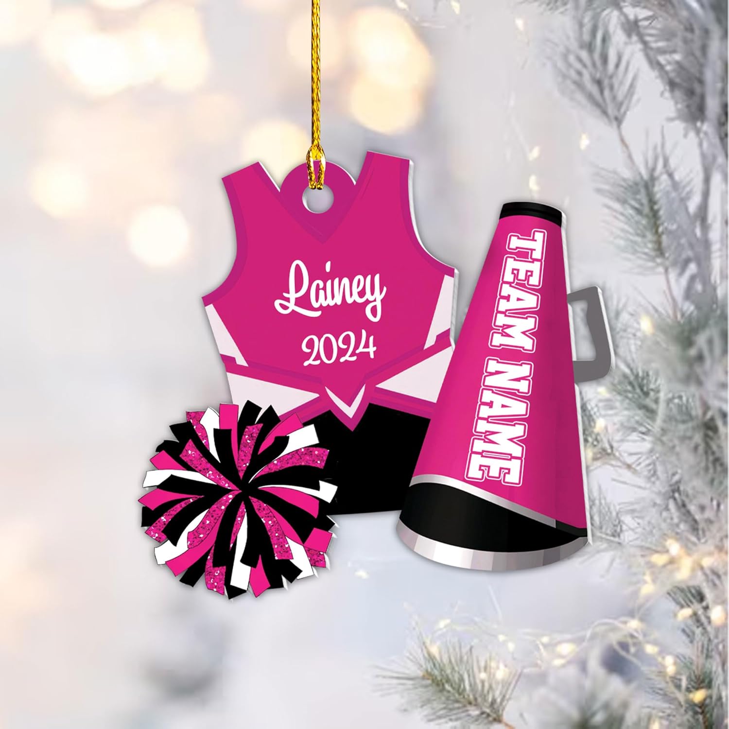 Suseaz Personalized Cheerleader Ornament 2024, Cheerleader Christmas Ornaments, Cheer Christmas Ornament, Cheerleading Ornament 2024, Cheer Ornaments for Christmas Tree (Acrylic, Cheer3)