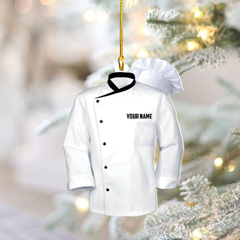 AOVL Personalized Chef Ornament, Personalized Chef Uniform Ornament, Custom Chef Hat Ornament Love Kitchen, Christmas Ornament for Chef, Christmas Tree Décor (Chef 11)