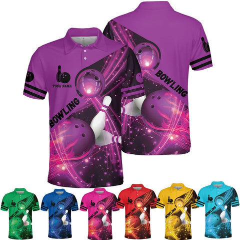 Mostprints Personalized Name Bowling Polo Shirts 3D for Men and Women, Bowling shirt, Bowling Shirts for Men Team Bowling Shirt