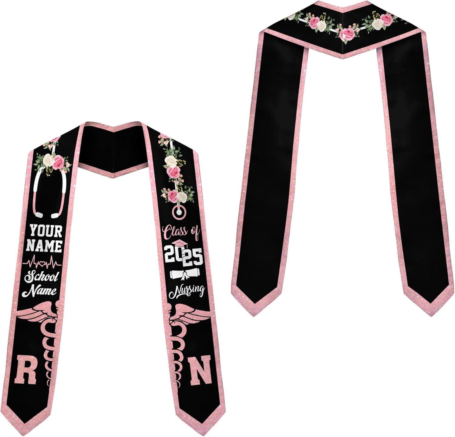 Pretyprints Custom Nurse Sash Graduation, RN Graduation Stole Gifts for Friends Nursing Student Senior Class Of 2025