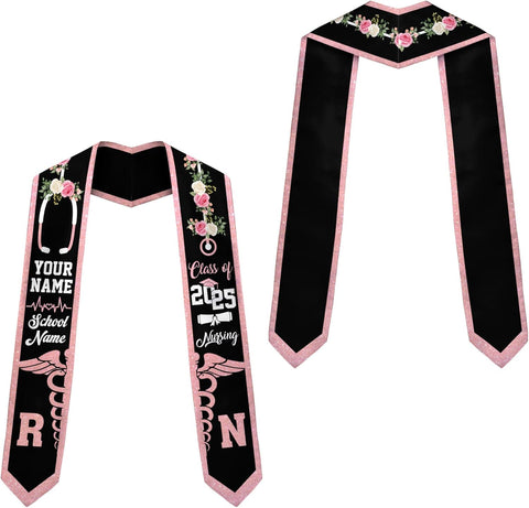 Pretyprints Custom Nurse Sash Graduation, RN Graduation Stole Gifts for Friends Nursing Student Senior Class Of 2025
