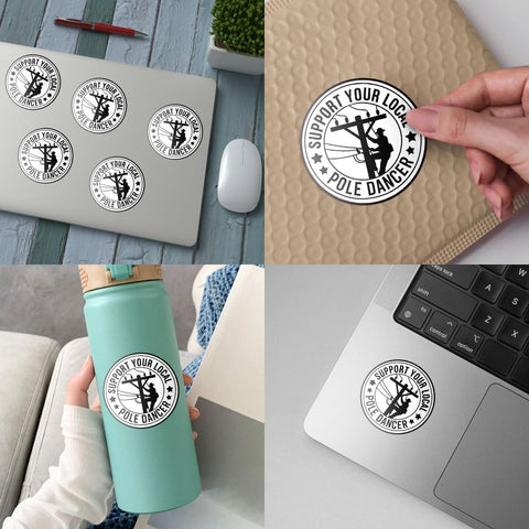 3 Pcs Support Your Local Pole Dancer Sticker, Lineman Sticker, Electrician Lineworker Gift, Funny Lineman Vinyl Decal for Electricians, Utility Workers, Toolbox, Car, Laptop 3 inches