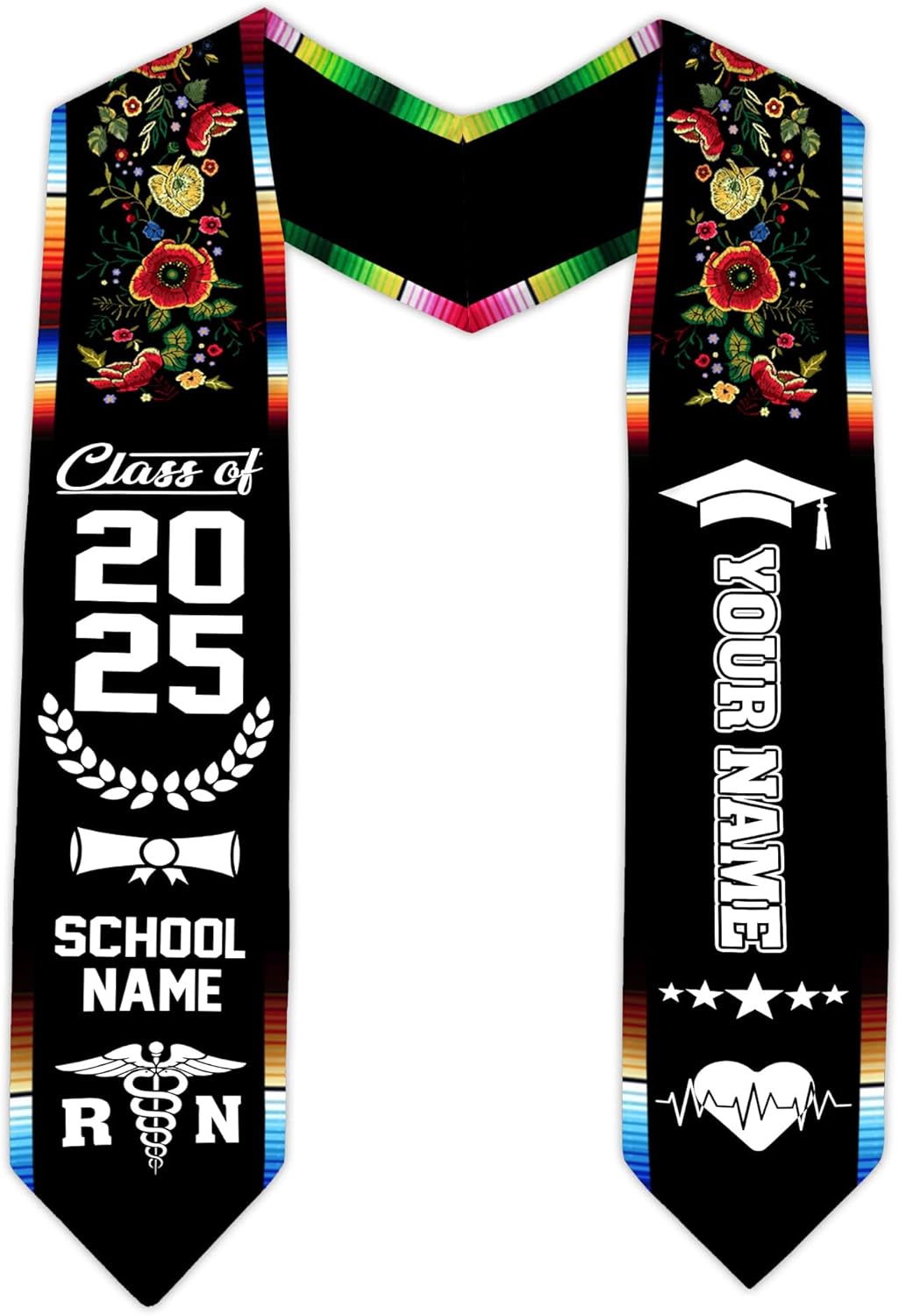 Pretyprints Custom Nurse Sash Graduation, RN Graduation Stole Gifts for Friends Nursing Student Senior Class Of 2025