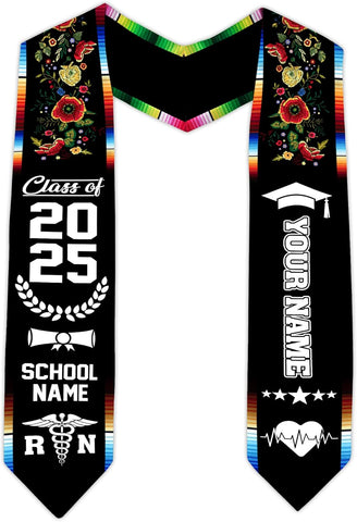 Pretyprints Custom Nurse Sash Graduation, RN Graduation Stole Gifts for Friends Nursing Student Senior Class Of 2025