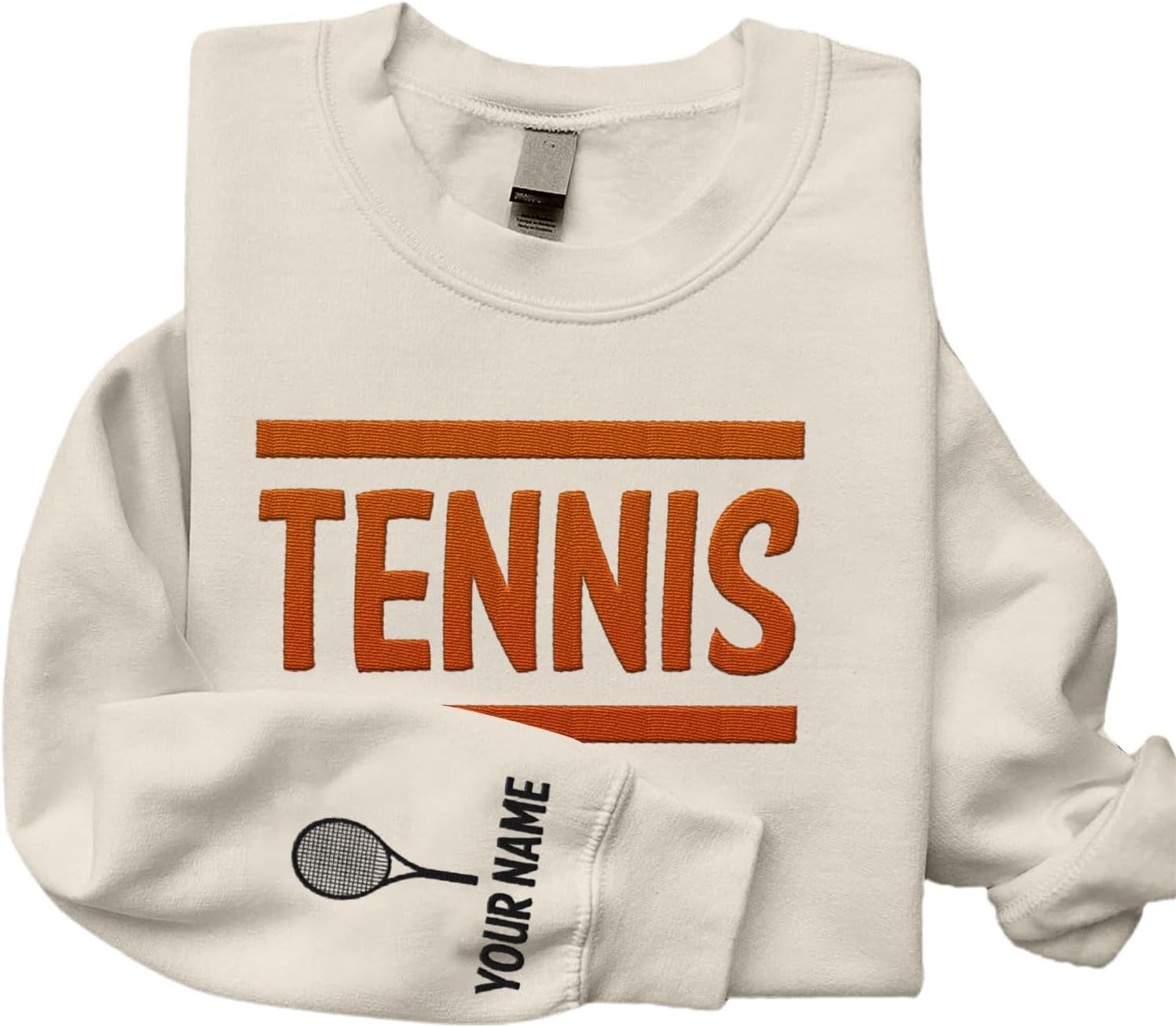 MAPrints Personalized Tennis Sweatshirt, Heartbeat Embroidery, Sport Gift