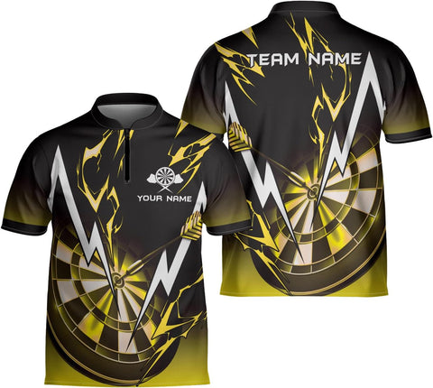 Personalized Bowling Jersey Darts Shirts, Dartboard Jersey Shirt Dart Shirts for Team, Dart League Bowler Zipper Jersey Shirt