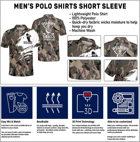 AOVL Personalized 3D Funny Golf Polo Shirt for Men Men's Golf Polo Shirts Custom Name and Team Name Golf Polo Gift for Dad