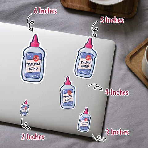 3 Pcs Trauma Bond Sticker, Funny Mental Health Gift for Therapy, Sarcastic Humor Bonding Decal, Self Care Notebook Vinyl Sticker 3 Inches for Water Bottle Laptop Phone Car Helmet