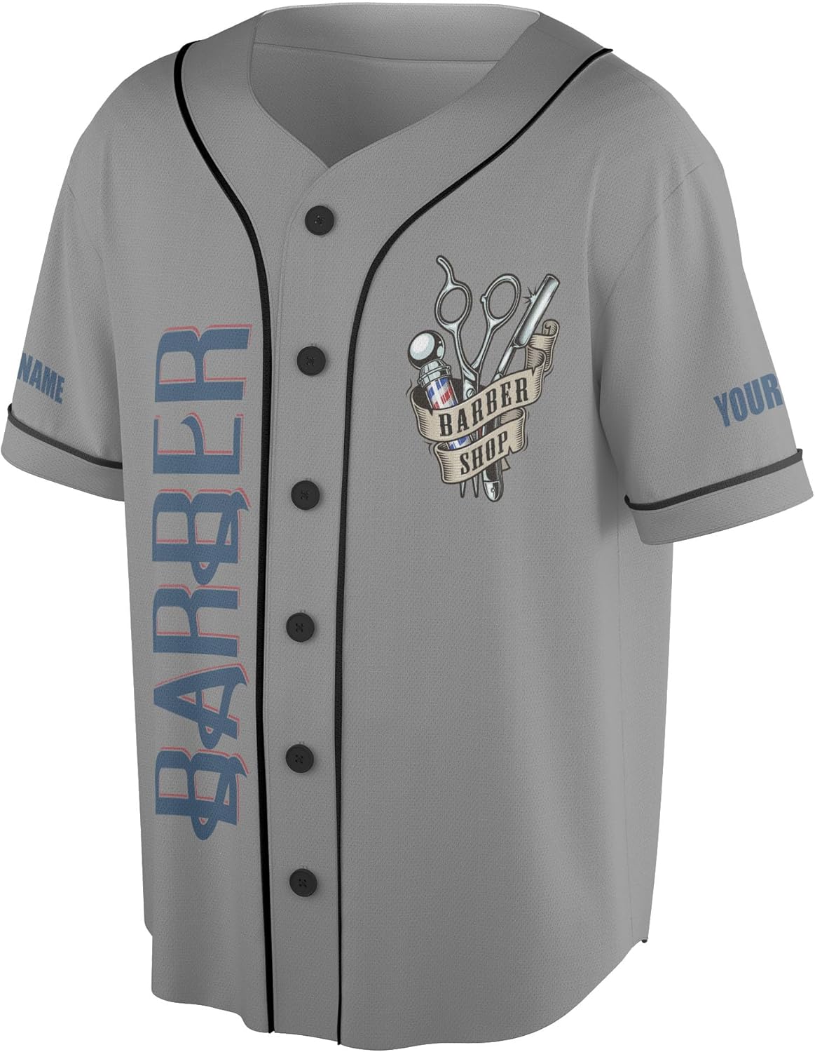 Custom Barber Shop Baseball Jersey Personalized Name Barber Shirt 3D for Men Women Hairdresser Shop Gift Scissors Pole Shirts