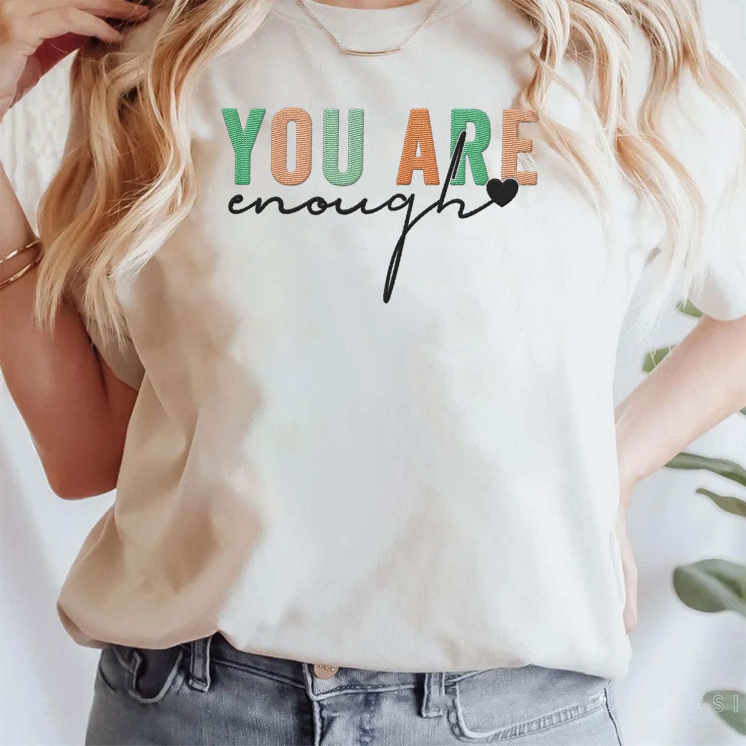 MAPrints Personalized You Are Enough Embroidered Sweatshirt Women Mental Health Sweatshirt You Are Enough Motivational Hoodie