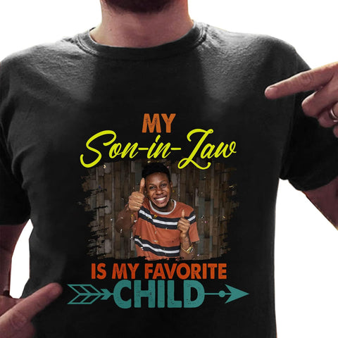 HomeDesign Personalized My Son in Law is My Favorite Child Shirt, Son in Law Tshirt, My Favorite Child is My Son in Law Shirt