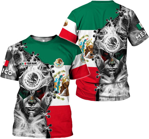 RoyalBro Personalized Mexico Shirt, Camisas de Mexico Customized Mexican Shirts Mexican Flag Mexico 3D Shirt for Men Women