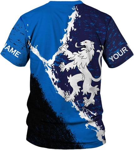 Custom Scotland Shirts for Men Scottish Rampant Lion Scotland Coat of Arms Banner T-Shirt Lion Scottish Pride Gift Shirts 3D