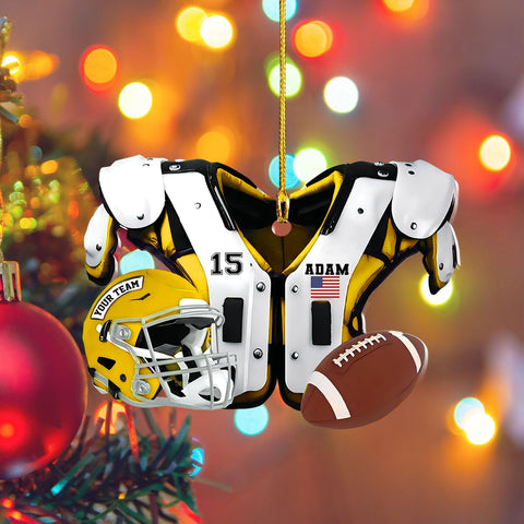 Personalized Football Ornaments 2024, Custom Football Ornament for Tree, Football Christmas Ornaments Football Ornaments for Tree Football Helmet Ornament Football Pad Gift for Football Player (FN1)