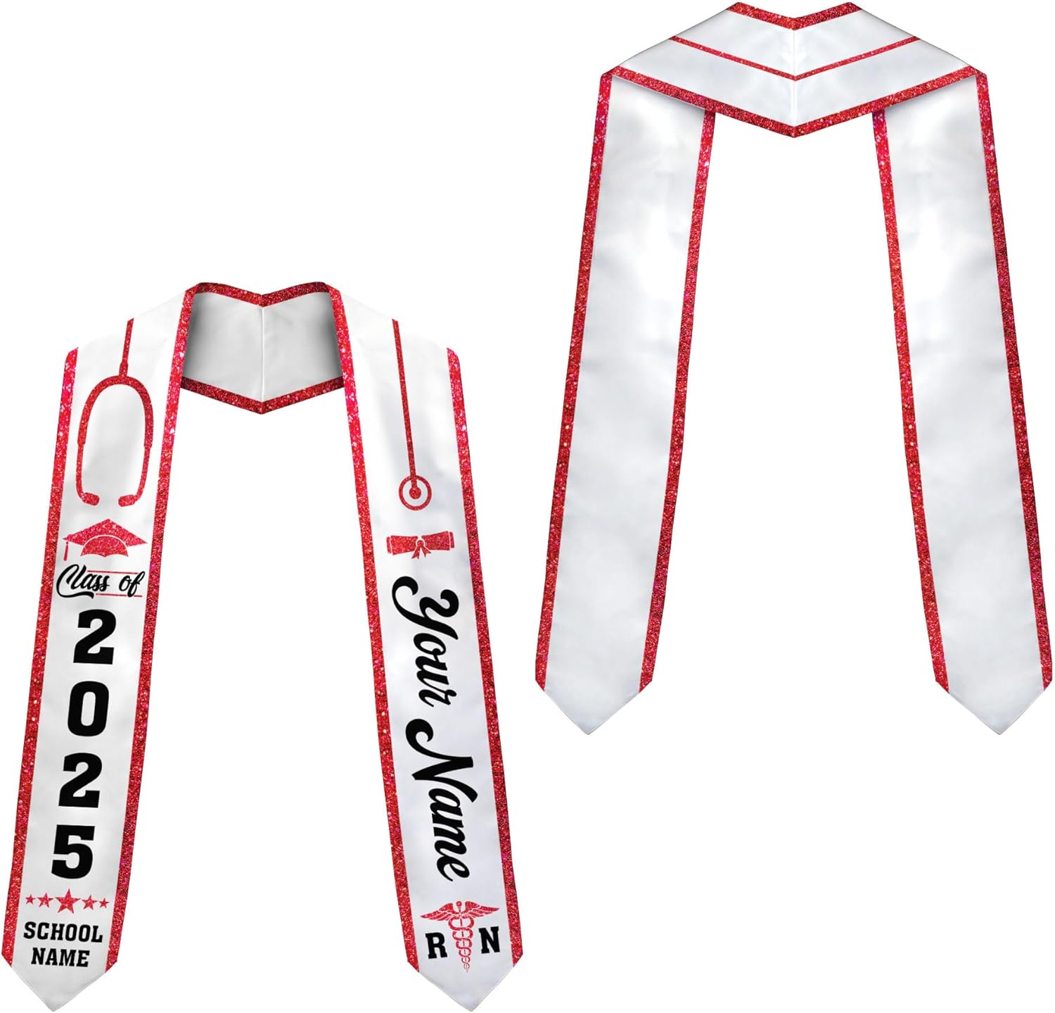 Pretyprints Custom Nurse Sash Graduation, RN Graduation Stole Gifts for Friends Nursing Student Senior Class Of 2025