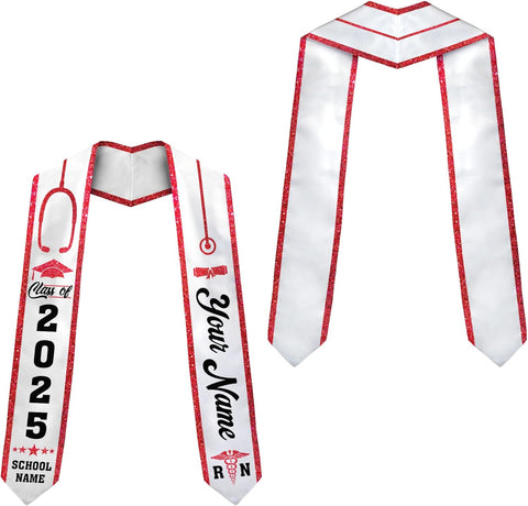 Pretyprints Custom Nurse Sash Graduation, RN Graduation Stole Gifts for Friends Nursing Student Senior Class Of 2025