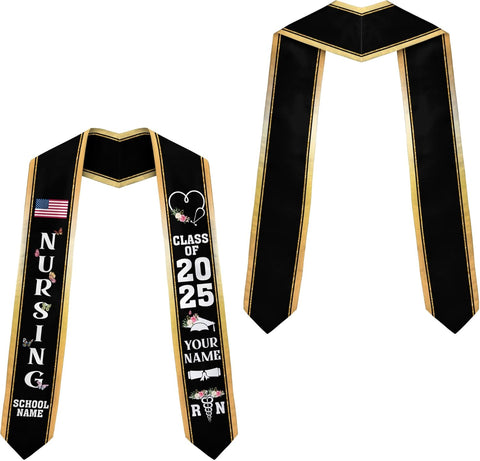 Pretyprints Custom Nurse Sash Graduation, RN Graduation Stole Gifts for Friends Nursing Student Senior Class Of 2025