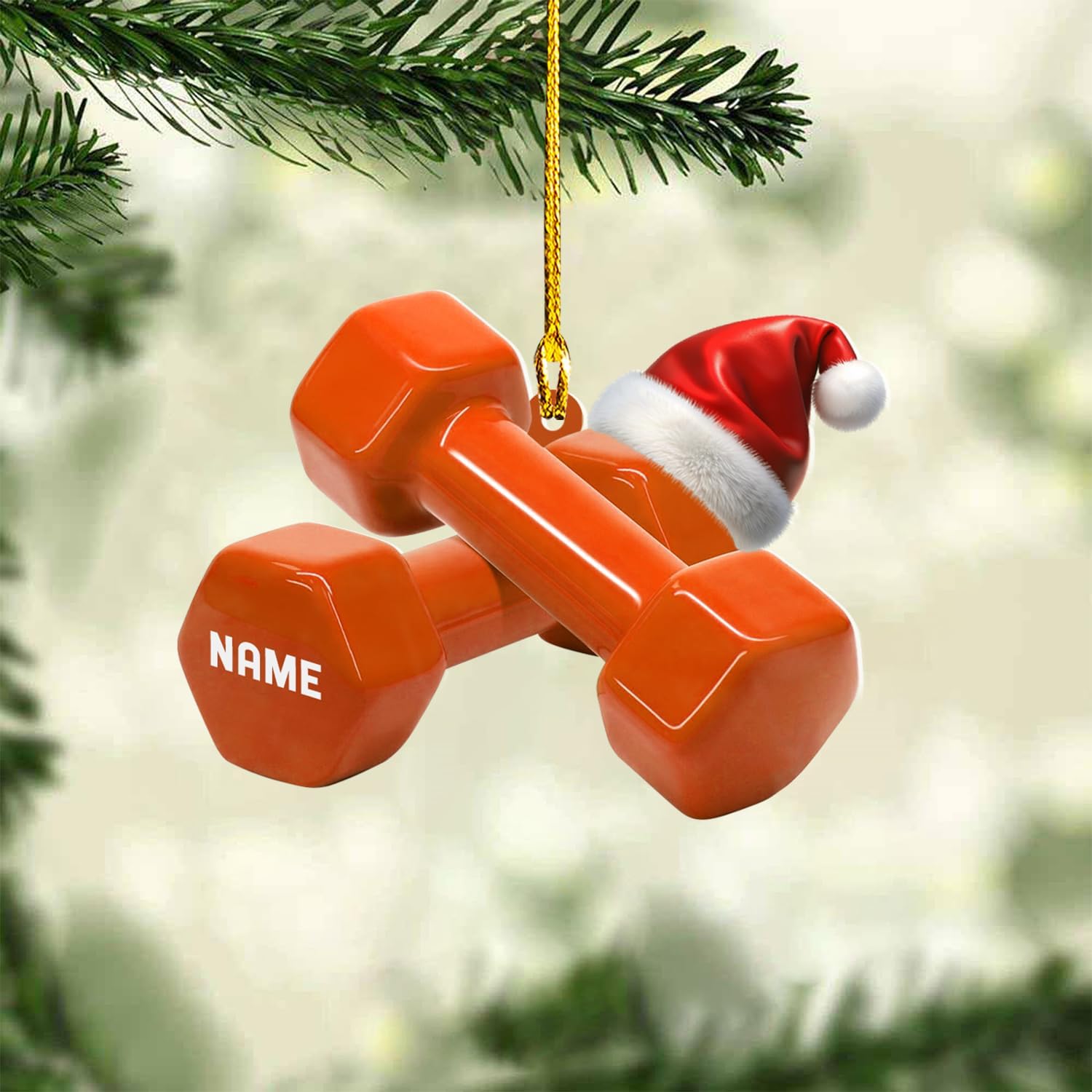 AOVL Personalized Weight Plate Ornament Weight Ornament Fitness Gift for Gym Ornament Merry Liftmas Christmas Hanging Ornaments Weight Plates Ceramic Ornament (DF4)