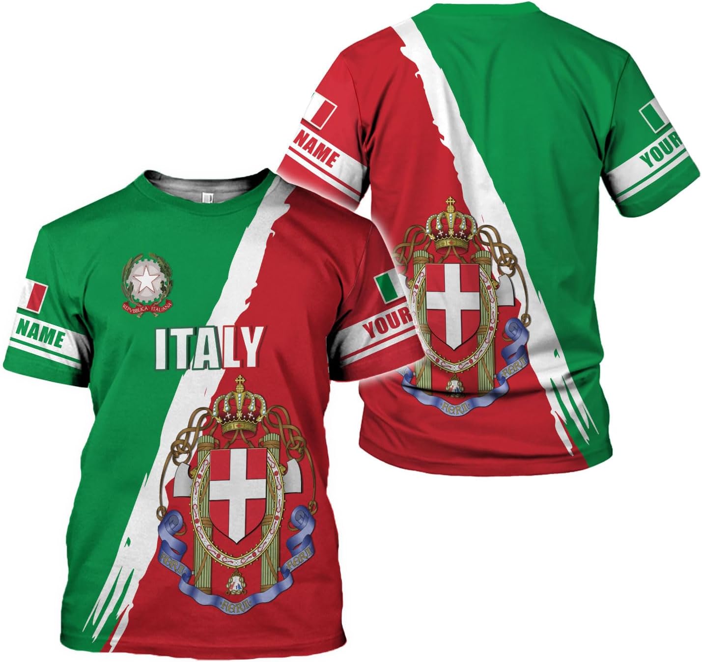 Artparel Personalized Italy Shirt 3D Italia Flag Shirt Italian Flag Shirts Italiano Shirt 3D Italian Shirt Flag for Men Women