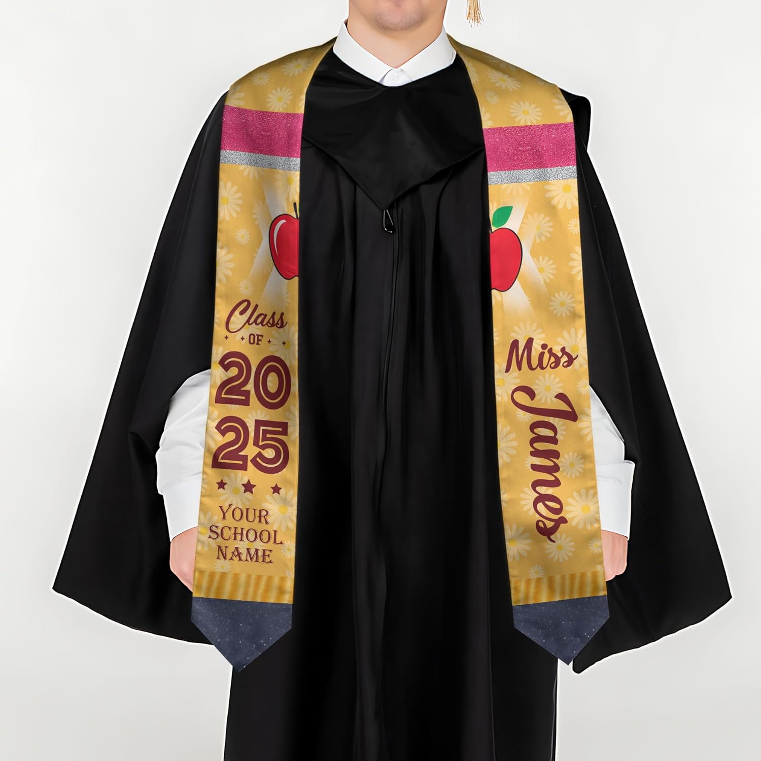 Pretyprints Personalized Class Of 2025 Teacher Graduation Stole Custom Teacher Pencil Graduation Sash Gift College Graduation