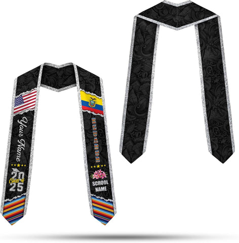 Pretyprints Ecuador Graduation Stole, Ecuadorians American Flag Graduation Sash 2025, Ecuadorians Graduation Sash