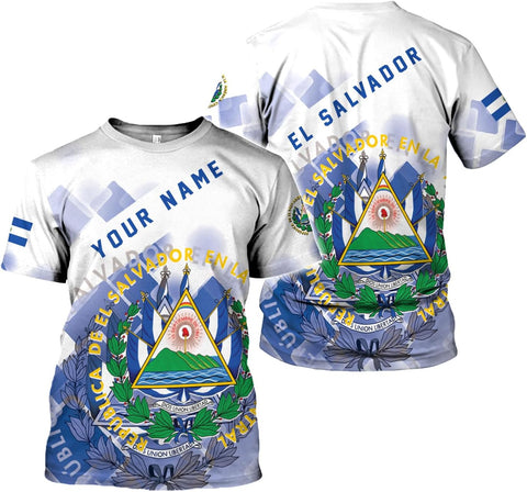 Ligthuy Personalized Name El Salvador Shirt 3D, El Salvador Flag Shirt for Men Women, Unisex T-Shirts S-5XL