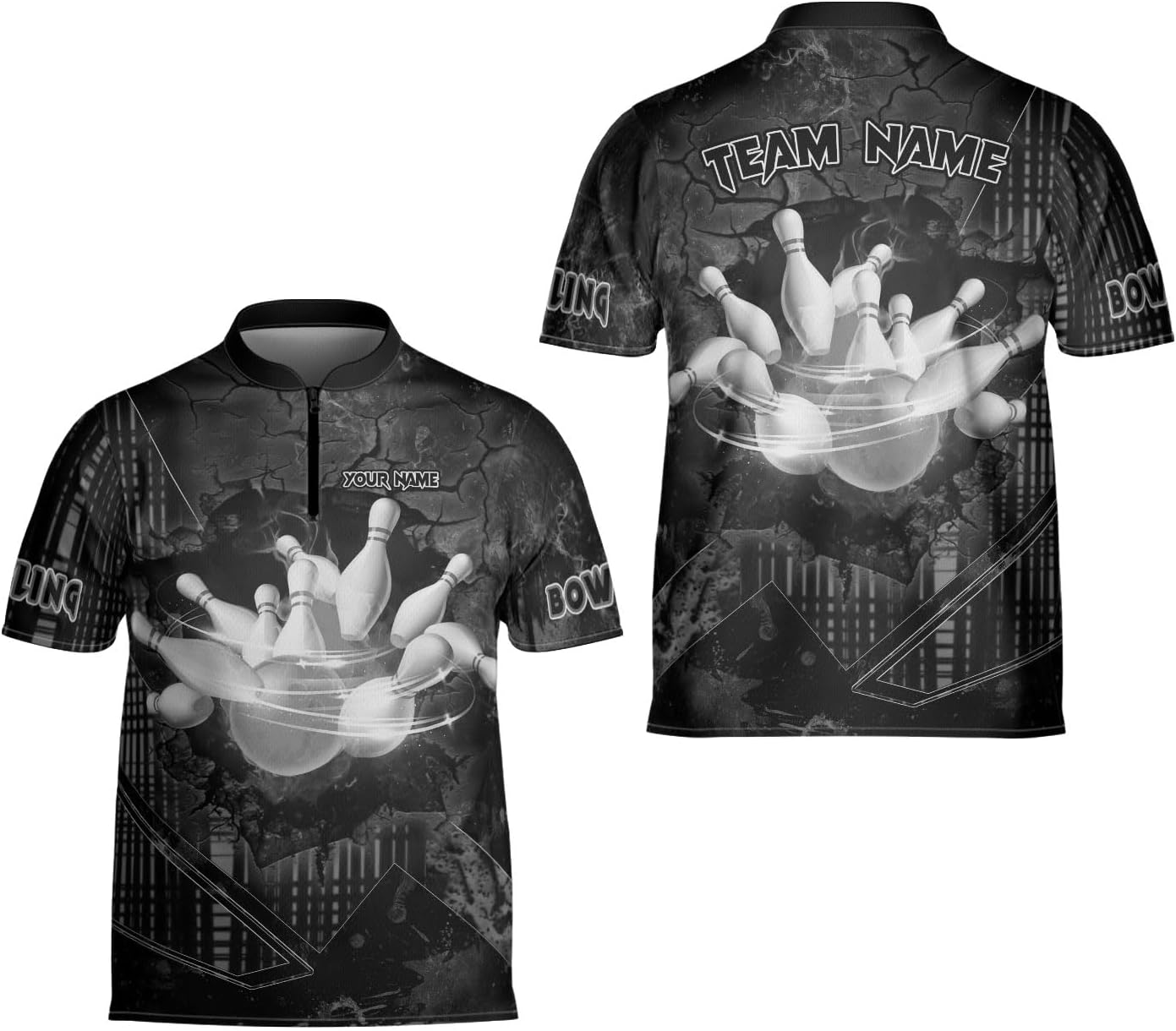 Custom Bowling Jerseys for Men Women Personalized Team Name Quarter Zip 3D Apparel Customized Bowling Jersey Shirts Unisex