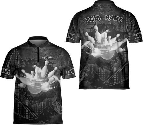 Custom Bowling Jerseys for Men Women Personalized Team Name Quarter Zip 3D Apparel Customized Bowling Jersey Shirts Unisex