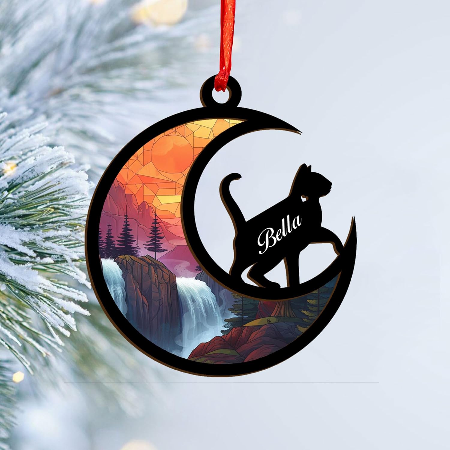 Mostefy Personalized Wooden Dog Cat Paw Ornament Christmas, Custom Dogs Cat Suncatcher Pet Name Ornaments, Customized Memorial Dog Ornament for Christmas Tree (Multi 35)