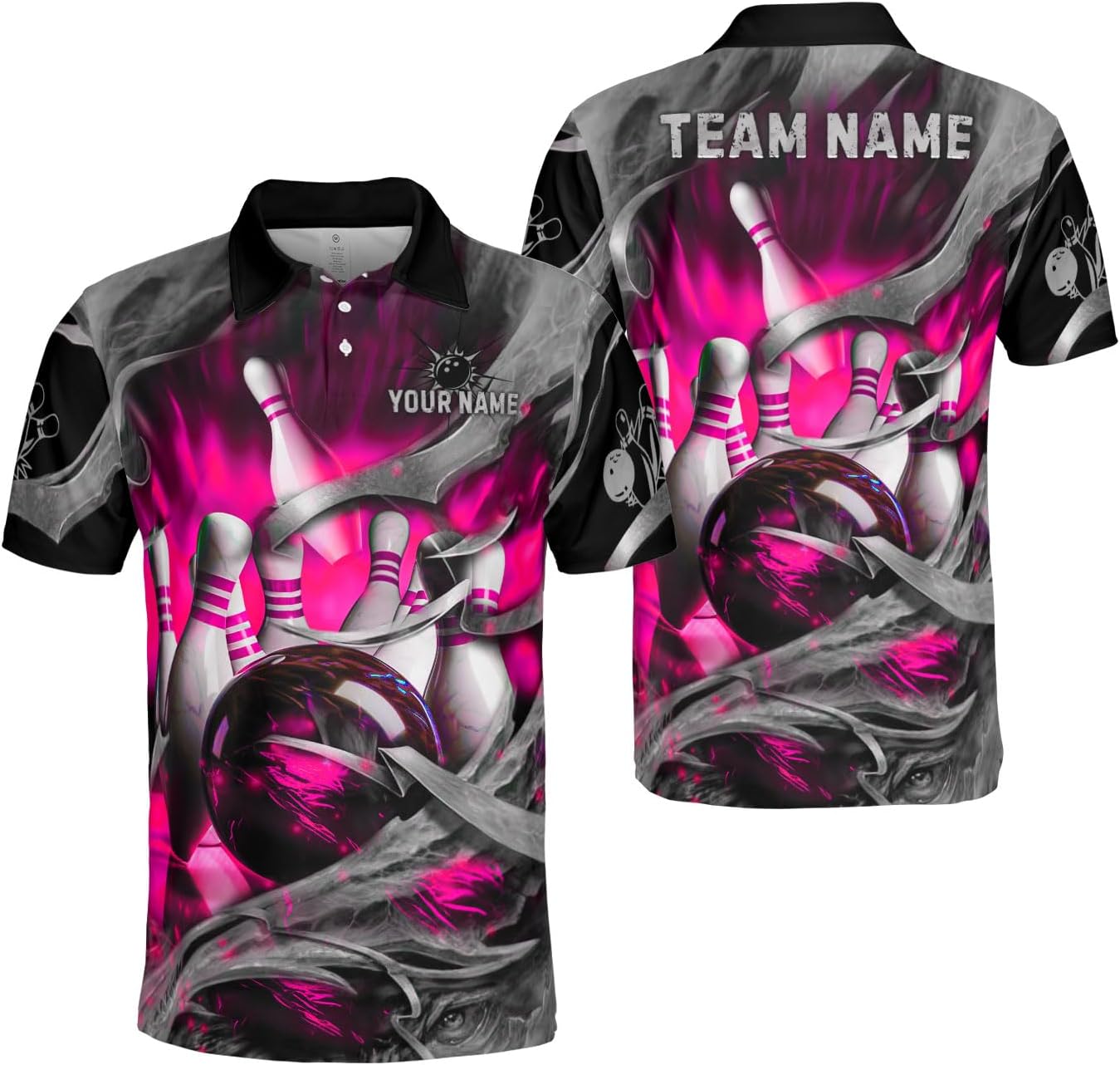 Mostprints Personalized Name Bowling Polo Shirts 3D for Men and Women, Bowling shirt, Bowling Shirts for Men Team Bowling Shirt