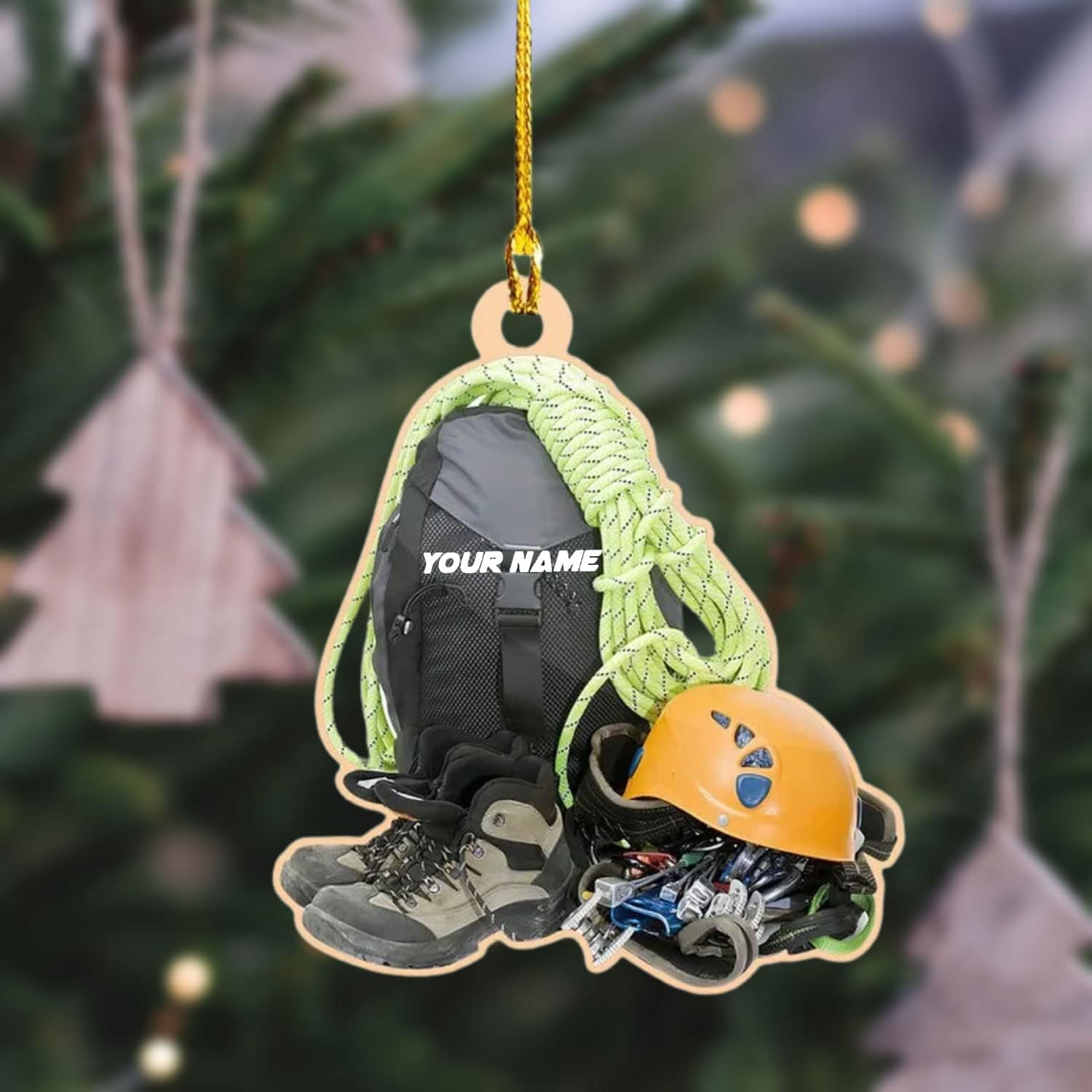 HomeDesign Personalized Rock Climbing Ornaments Custom Climbing Ornament Rock Climber Ornament, Mountain Climbing Bag, Climber Gift Bouldering Gifts Workout Ornament Christmas Tree Hanging Ornament 6