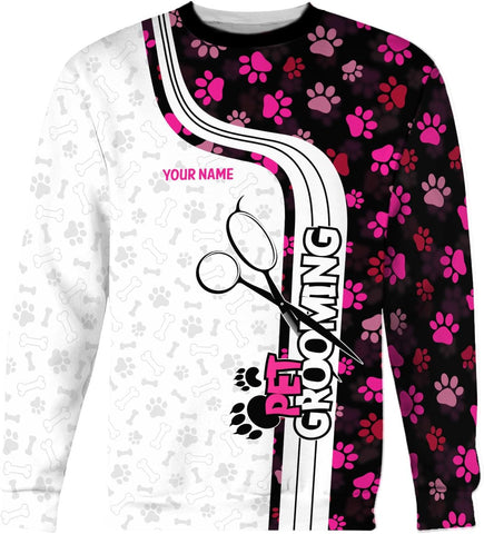 Rivelus Personalized Name Dog Groomer Shirt 3D, Funny Dog Groomer Apparel Shirts, Dog Groomer Gifts for Men and Women