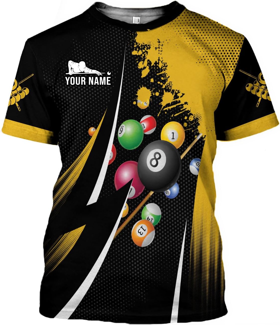 MoonArt Personalized Billiard Shirts 3D Billiard Shirt Custom Billiard Flag Shirt Men's Pool Billiards Shirt 8 Ball Men Women