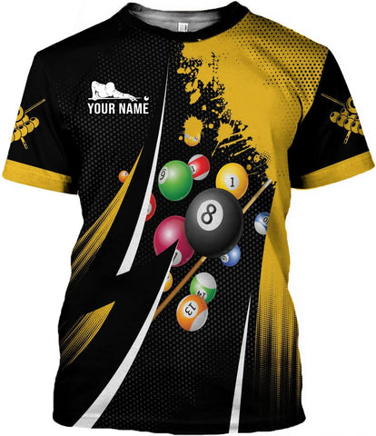 MoonArt Personalized Billiard Shirts 3D Billiard Shirt Custom Billiard Flag Shirt Men's Pool Billiards Shirt 8 Ball Men Women