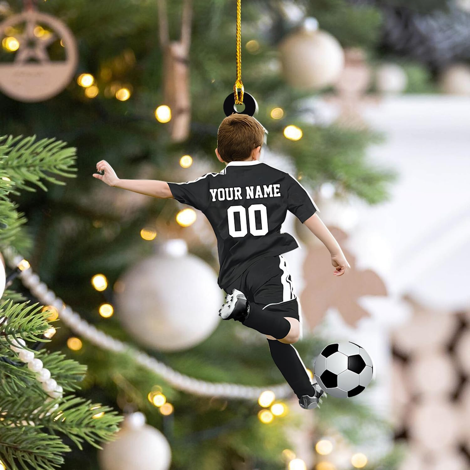 Personalized Soccer Player Christmas Ornament Great Gift Idea for Soccer Players and Soccer Lovers Custom Name Christmas Wood Plastic Ornament Custom Christmas Tree Hanging Gifts Home (CS6)