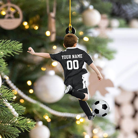 Personalized Soccer Player Christmas Ornament Great Gift Idea for Soccer Players and Soccer Lovers Custom Name Christmas Wood Plastic Ornament Custom Christmas Tree Hanging Gifts Home (CS6)