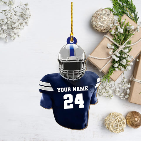 Personalized Name Football Ornaments 2024, Customized Football Christmas Ornaments Wood, Acrylic Ornament Christmas Tree Hanging Ornament Pine Tree Decorations for Kid Couple Friends Family