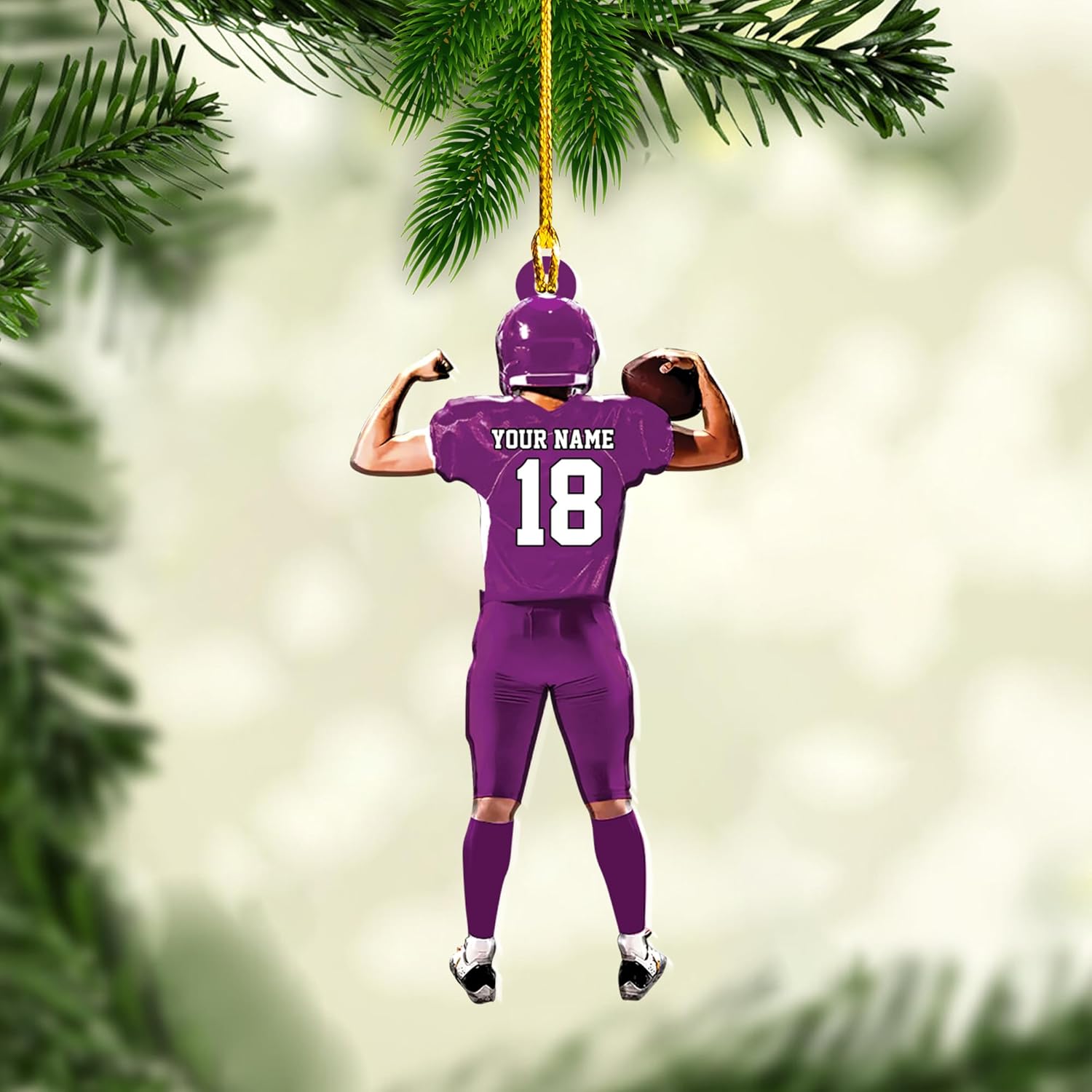 Artparel Personalized Football Ornament Customized Football Christmas Ornaments Football Ornament Christmas Hanging D��cor Gift for Football Fans Football Gifts Gift for Football Player (FB 10)