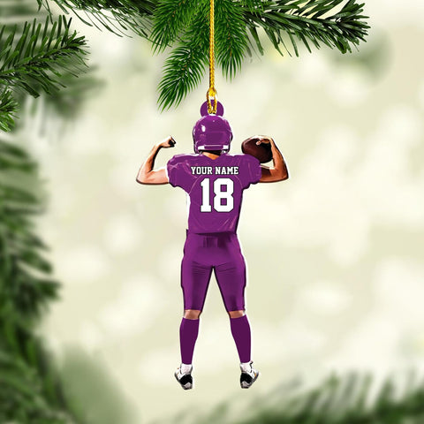 Artparel Personalized Football Ornament Customized Football Christmas Ornaments Football Ornament Christmas Hanging D��cor Gift for Football Fans Football Gifts Gift for Football Player (FB 10)