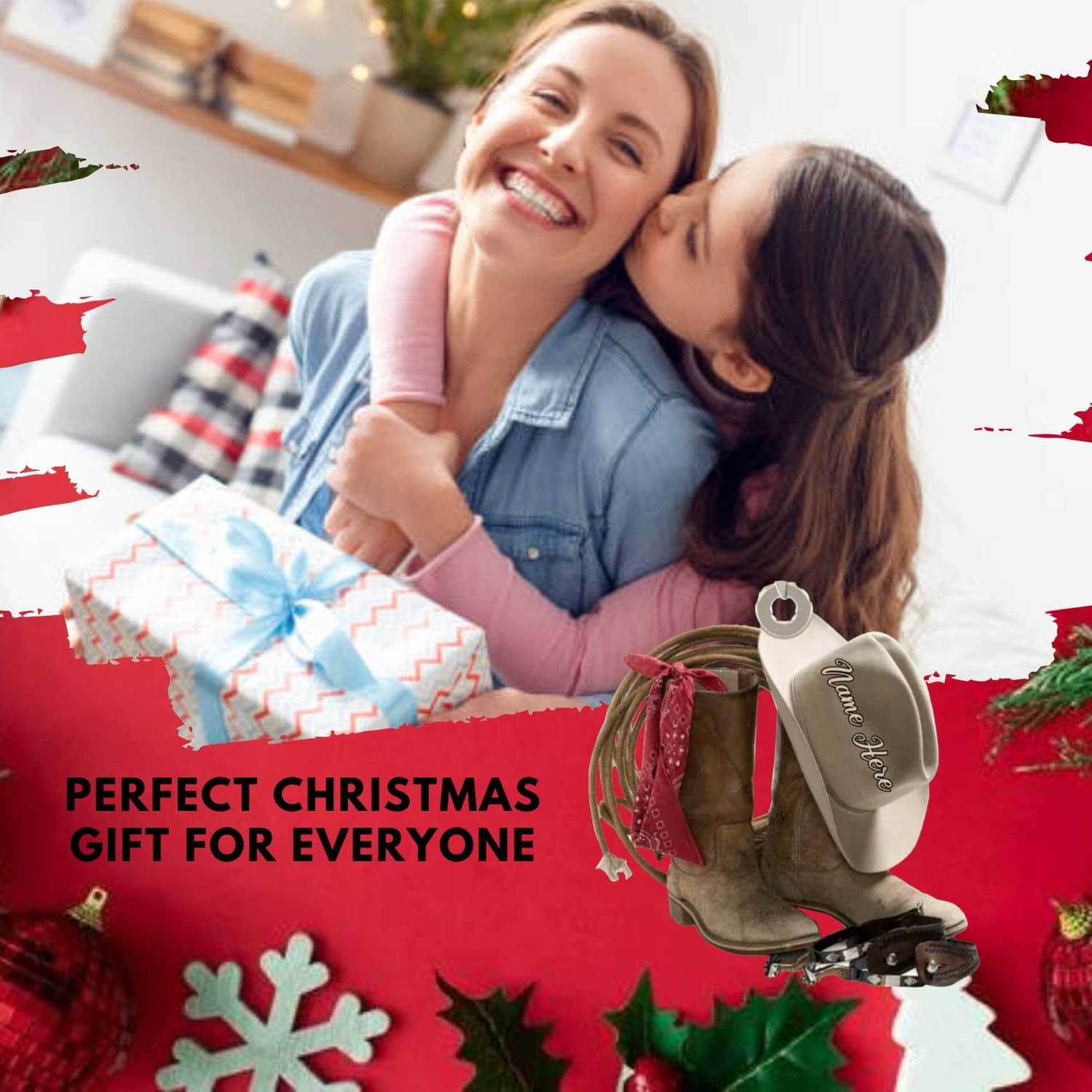 Podagree Personalized Cowboy Boots and Hat Christmas Ornament for Cowboy, Cowboy Cowgirl Horseback Riding Ornament, Horse Racing Ornament (CB4)