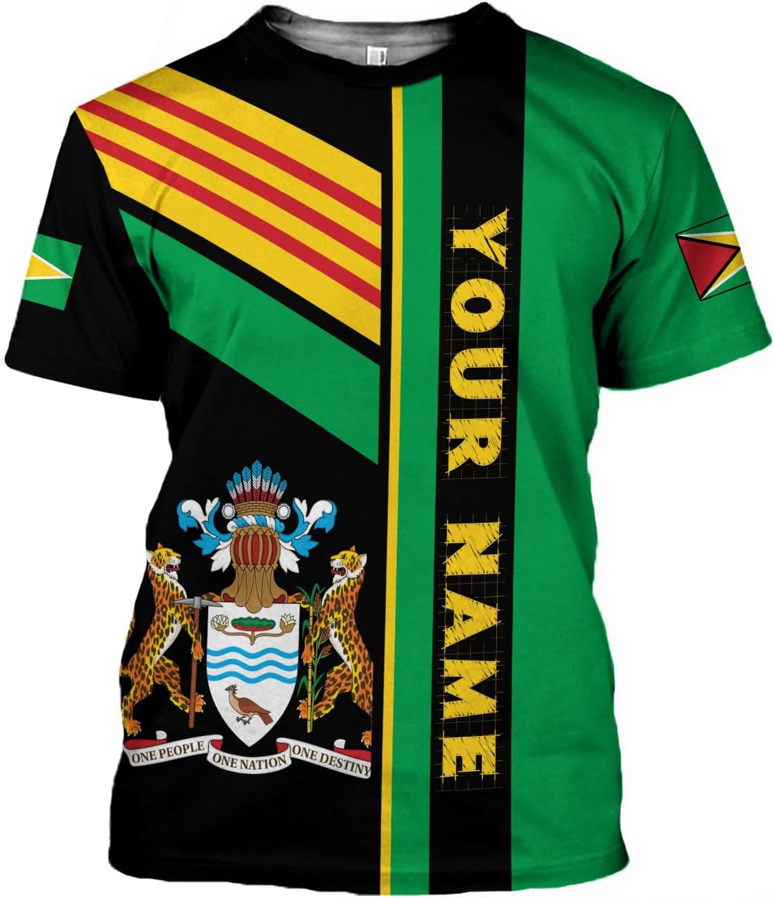 MoonArt Personalized Guyana Shirts - Guyanese Coat of Arms Flag 3D