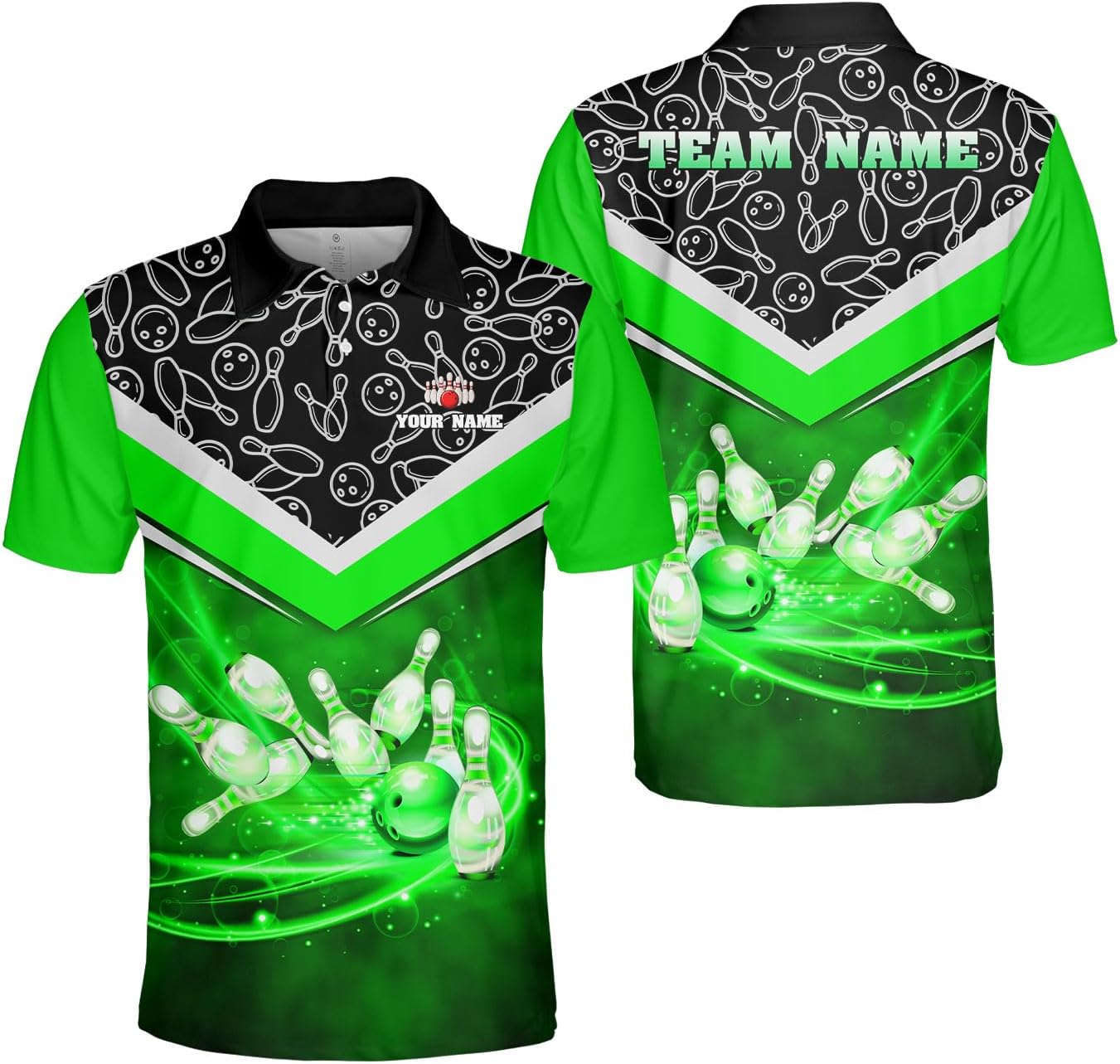 Ligthuy Personalized Name Bowling Polo Shirts 3D for Men and Women, Bowling Shirt, Bowling Team