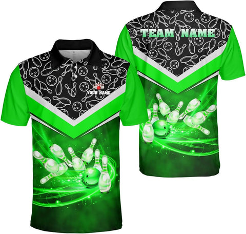 Ligthuy Personalized Name Bowling Polo Shirts 3D for Men and Women, Bowling Shirt, Bowling Team